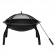 22inch Iron Outdoor Fire Pit Large Bonfire Wood Burning Patio Backyard Folding Firepit Free Standing ranges Black